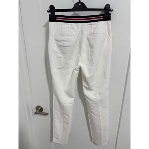 Zara Basic White Ankle Pants XS‎ Striped Waistband Career Casual Modern